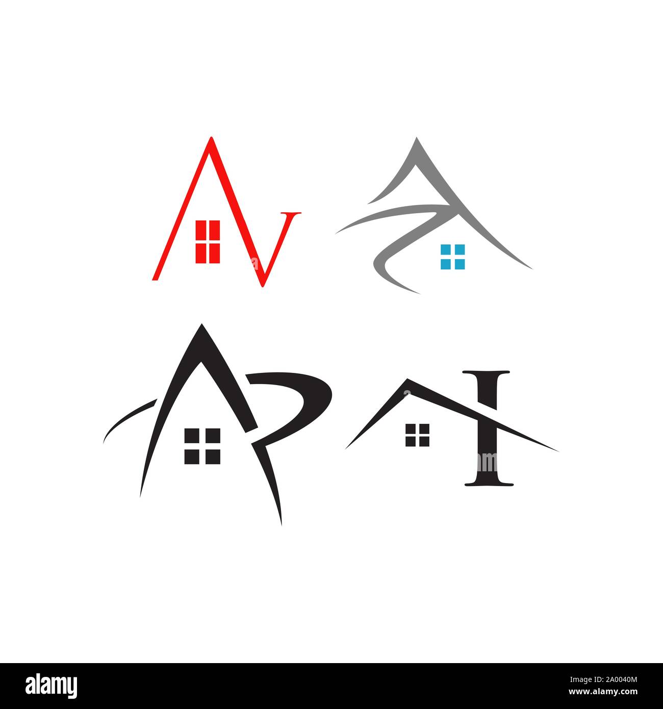 Konzept und Idee von Apartment Haus immo Logo Design Vector Stock Vektor