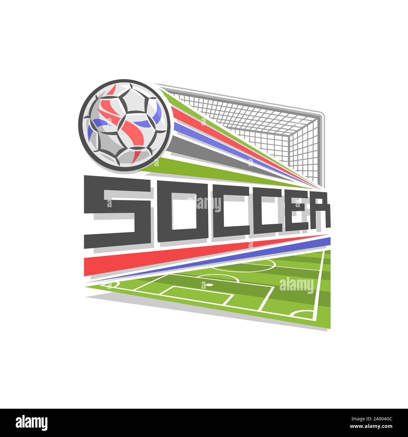 Vektor logo für Fußball-Spiel, Symbol in Form eines Rhombus für Fußball  Club, fliegenden Ball oben Sportplatz im Tor Tor mit Netz, moderne Zeichen  mit Fußball Stock-Vektorgrafik - Alamy