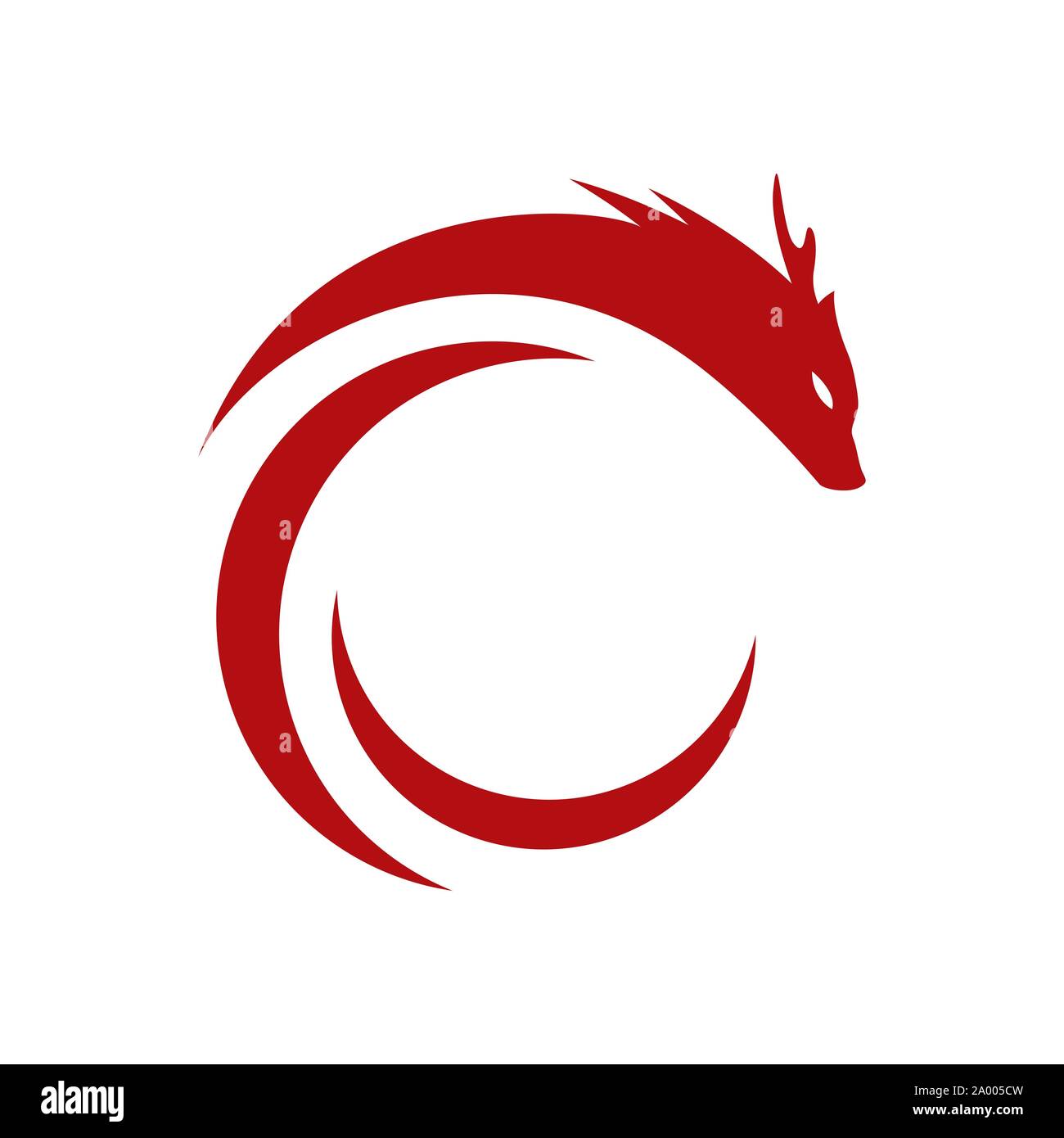Einfaches elegantes rot Flachbild Dragon Logo Design Vector symbol Abbildung Stock Vektor