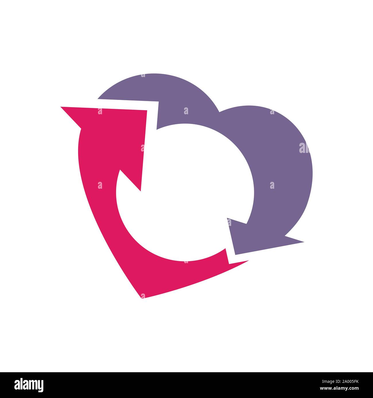 Zwei Wege, um das Symbol der Liebe Herz Logo Design Vector Illustration Stock Vektor