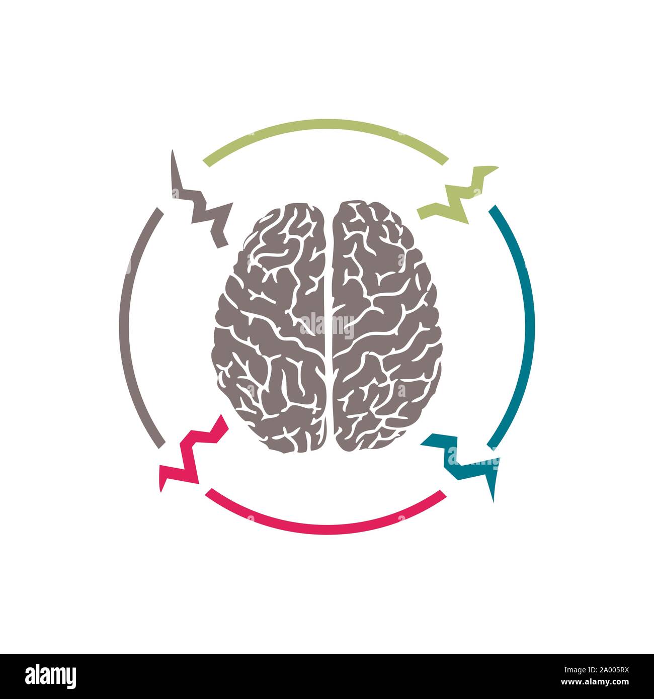 Schock Gehirn Logo denke Idee Konzept Brainstorm power Silhouette design vector Template Stock Vektor