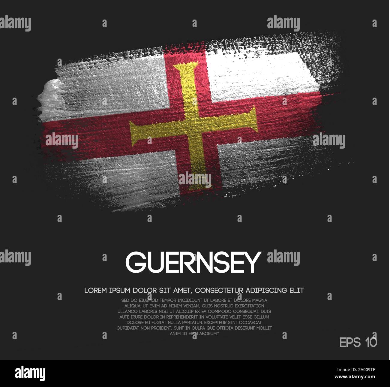Guernsey Flagge aus Glitzern Pinsel malen Vektor Stock Vektor