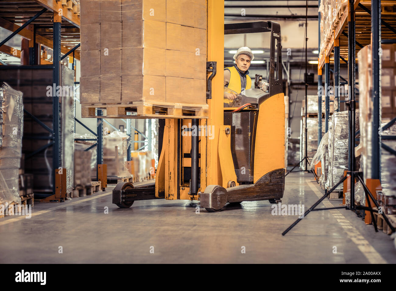 Professionelle Manager prüfen Arbeitsprozess auf Lager Stockfoto