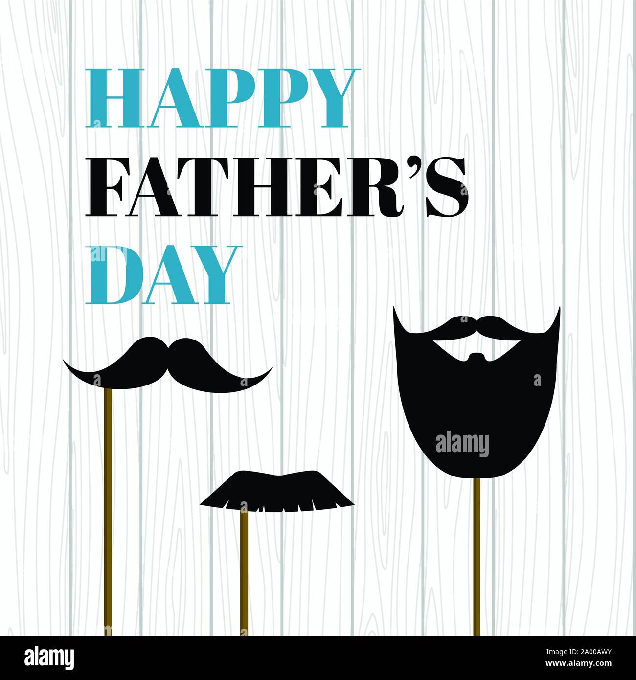 Happy Vatertag Karte mit Schnurrbart foto Requisiten Stock Vektor