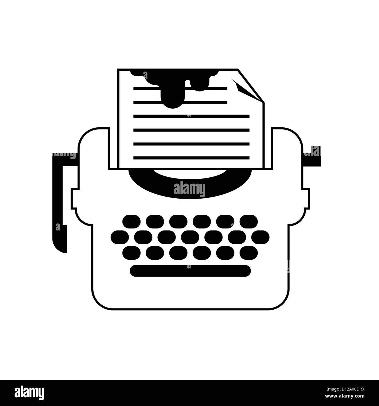 Isolierte schwarze und weiße drama Schreibmaschine Symbol. Flache Vektor für Verfasser Stock Vektor
