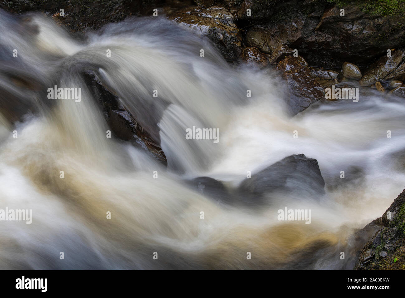 Cordorcan brennen Wasserfälle in den Wald von Cree Nature Reserve, Newton Stewart, Dumfries und Galloway, Schottland Stockfoto