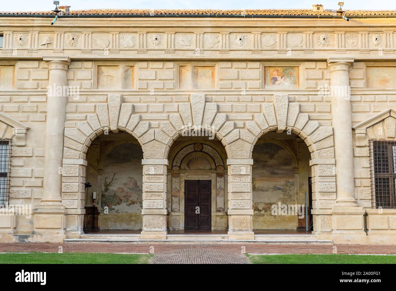 Manieristische Fassade, Palazzo Te, Architekt Giulio Romano, Renaissance, Mantua, Lombardei, Italien Stockfoto
