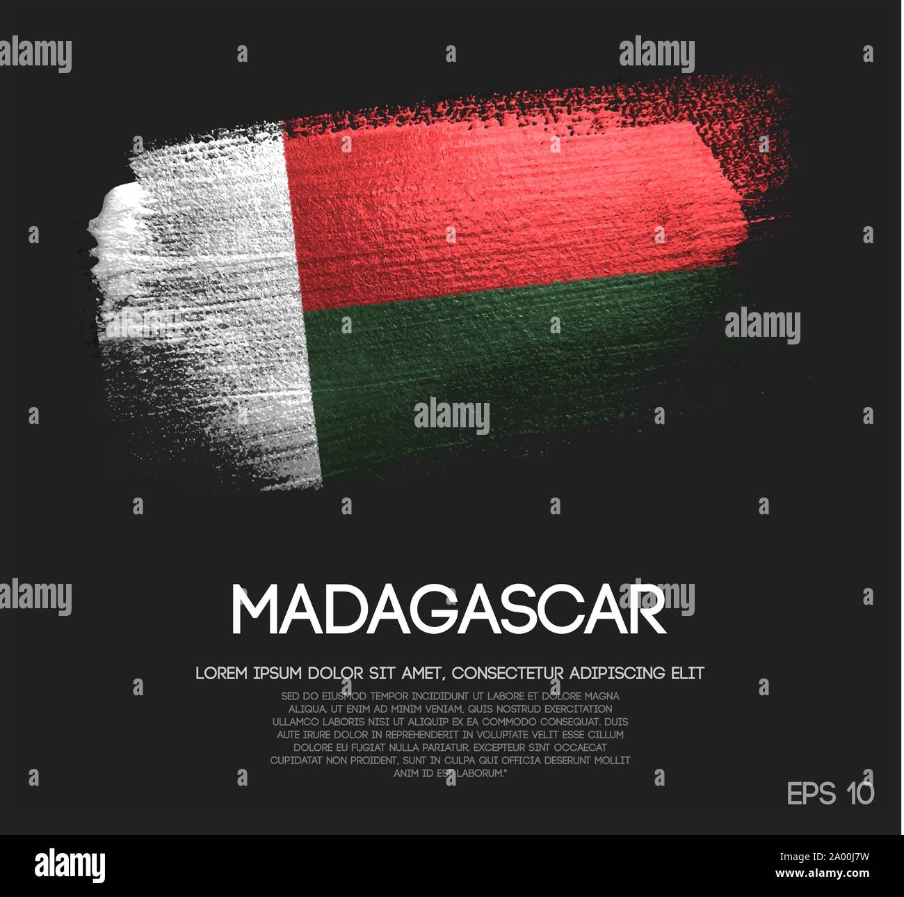 Madagaskar Flagge aus Glitzern Pinsel malen Vektor Stock Vektor