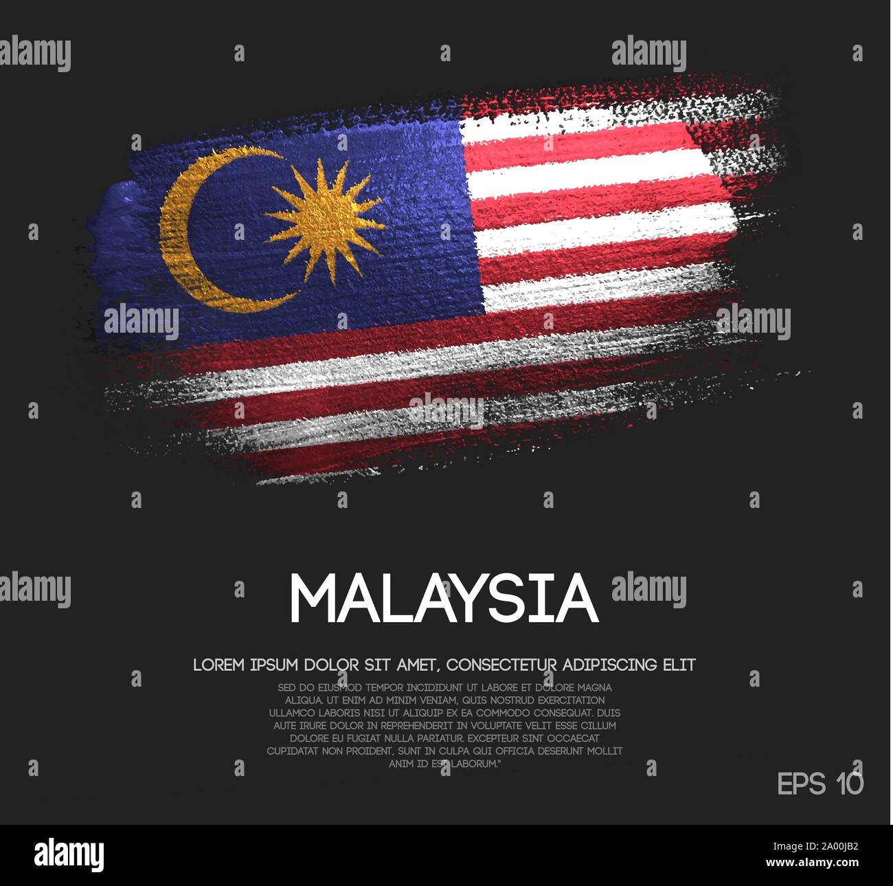 Malaysia Fahne aus Glitzern Pinsel malen Vektor Stock Vektor