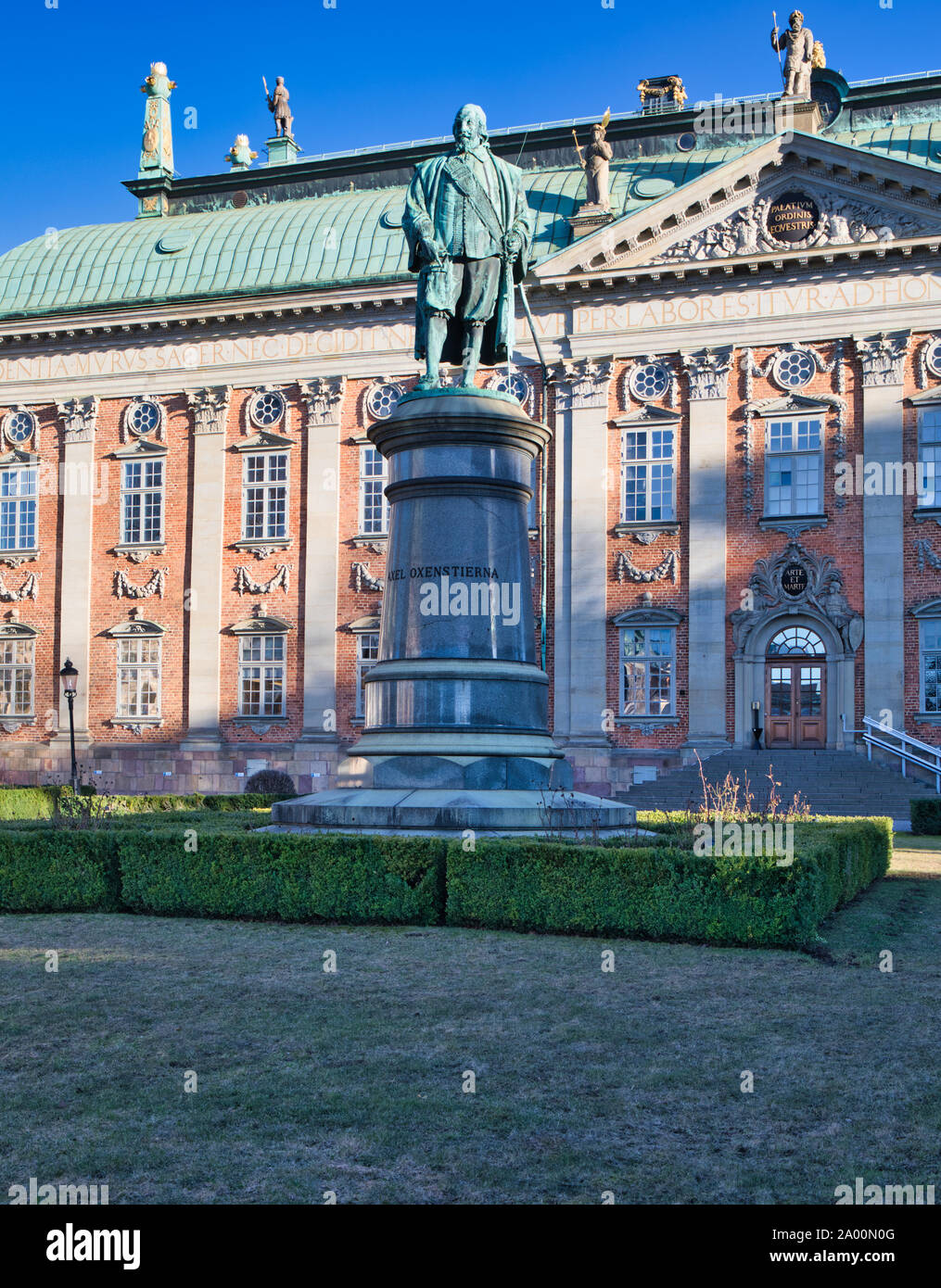 Statue der schwedische Staatsmann Axel Oxenstierna, Haus des Adels (riddarhuset), Gamla Stan, Stockholm, Schweden Stockfoto