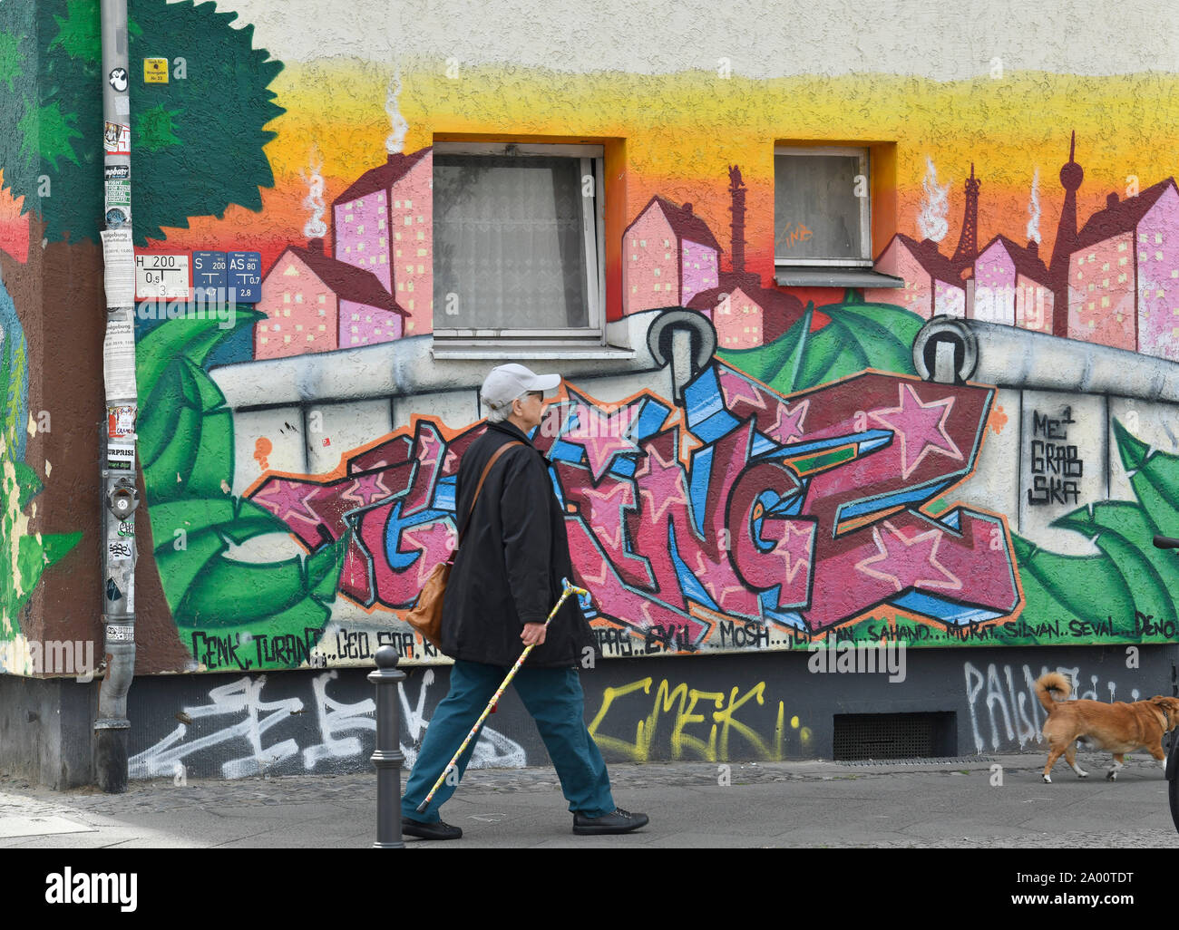 Graffiti, Wrangelstrasse, Kreuzberg, Berlin, Deutschland Stockfoto