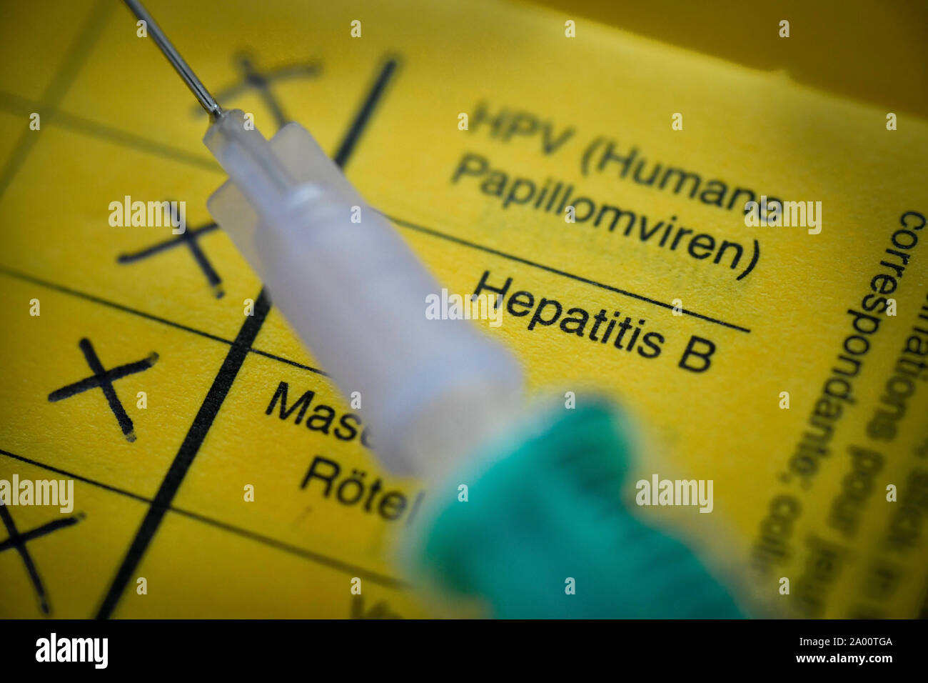Hepatitis-B-Impfung, Impfbuch, Symbolfoto Stockfoto