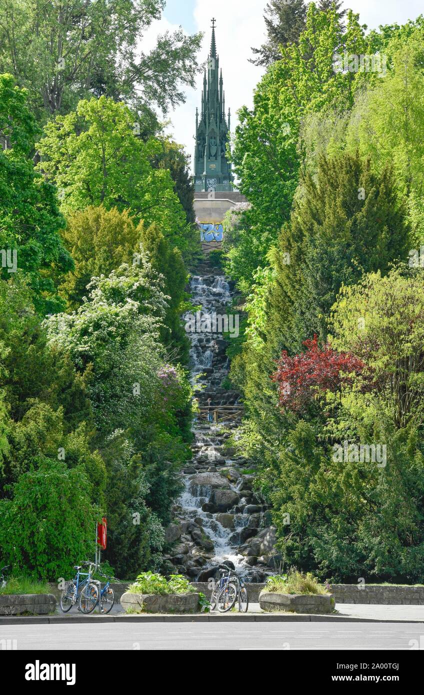 Wasserfall, Viktoriapark, Kreuzberg, Berlin, Deutschland Stockfoto