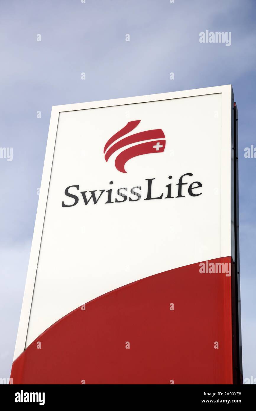 Lyon, Frankreich - 27 Januar, 2016: Swiss Life Logo auf einem Panel. Die Swiss Life Gruppe ist der grösste Lebensversicherer der Schweiz Stockfoto