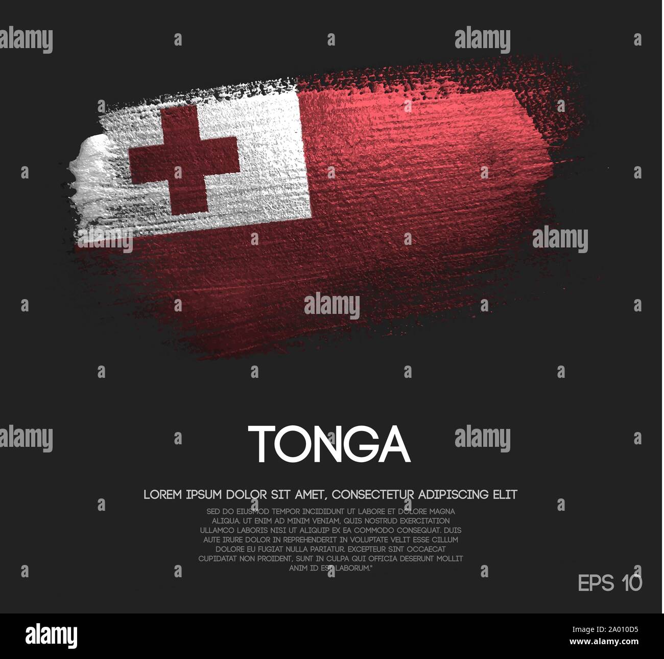 Tonga Flagge aus Glitzern Pinsel malen Vektor Stock Vektor