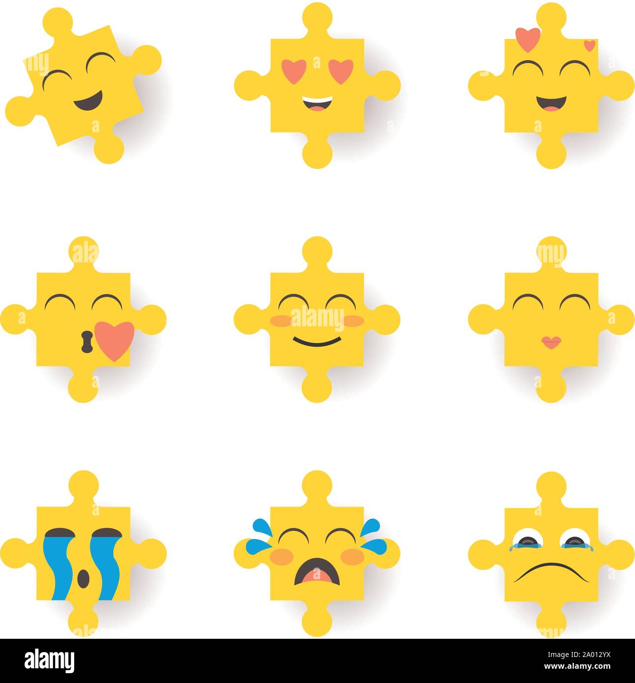 Puzzle Emoticon eingestellt Stock Vektor
