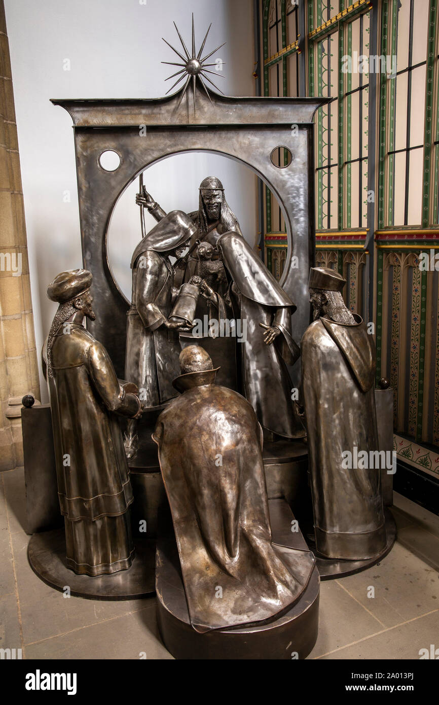England, Yorkshire, Sheffield, Church Street, die Kathedrale St. Peter und Paul, die Kapelle des Heiligen Geistes, Sheffield Steel Krippe, Skulptur von B Stockfoto