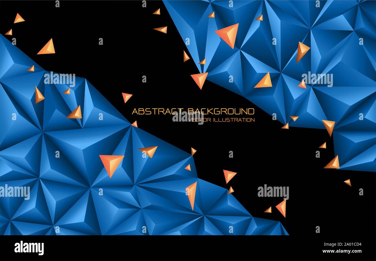 Abstrakt Blau orange Dreieck 3D auf schwarzem Design moderne futuristischen Hintergrund Vector Illustration. Stock Vektor