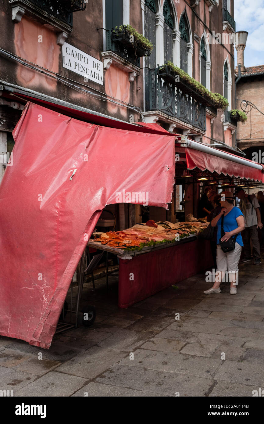 Fischmarkt Venedig Italien Stockfoto