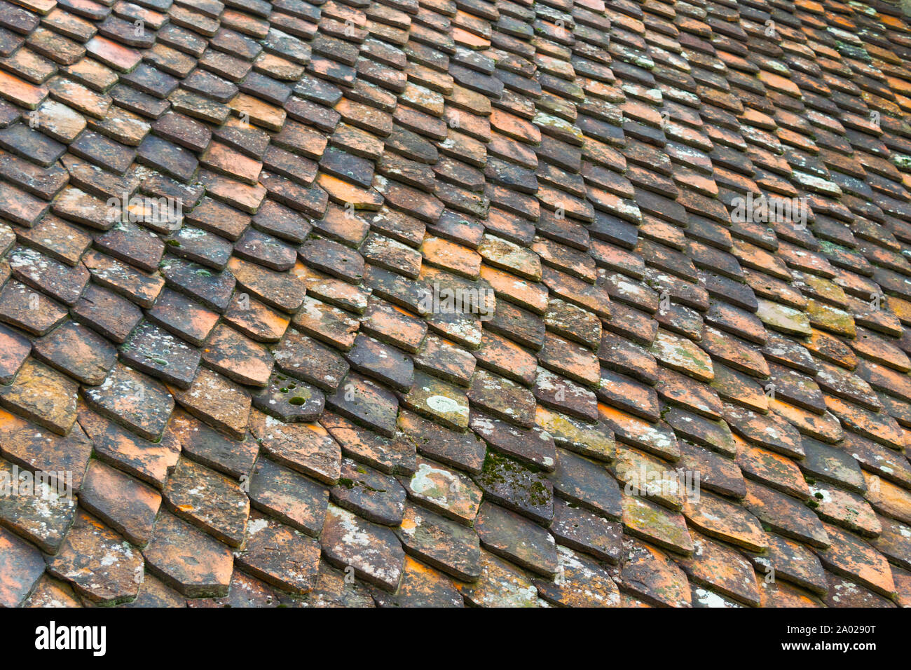 Alte keramische Dachziegel Hintergrund Muster Stockfoto