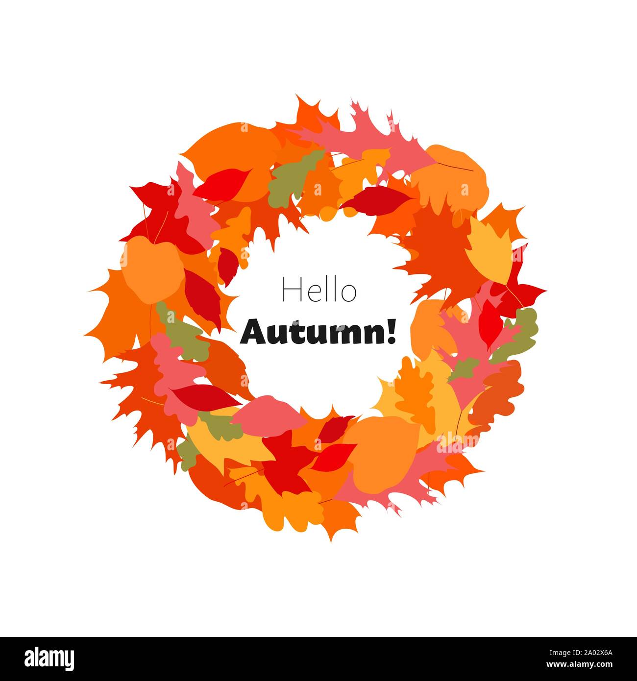 Bunte Blätter im Herbst Kranz, Web Template für Verkauf Kampagne, Grußkarte. Auf weissem Hintergrund. Vektor Stock Vektor