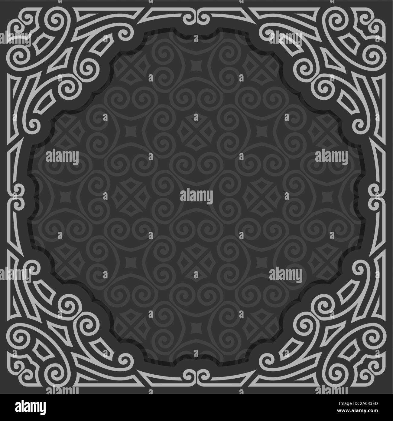 Vektor Rahmen für Fotos oder Bilder: Schwarz und Weiß Vintage Poster mit Rand und dunklen dekorativen Hintergrund, Zertifikat mit alten Ornament blühen, Stock Vektor