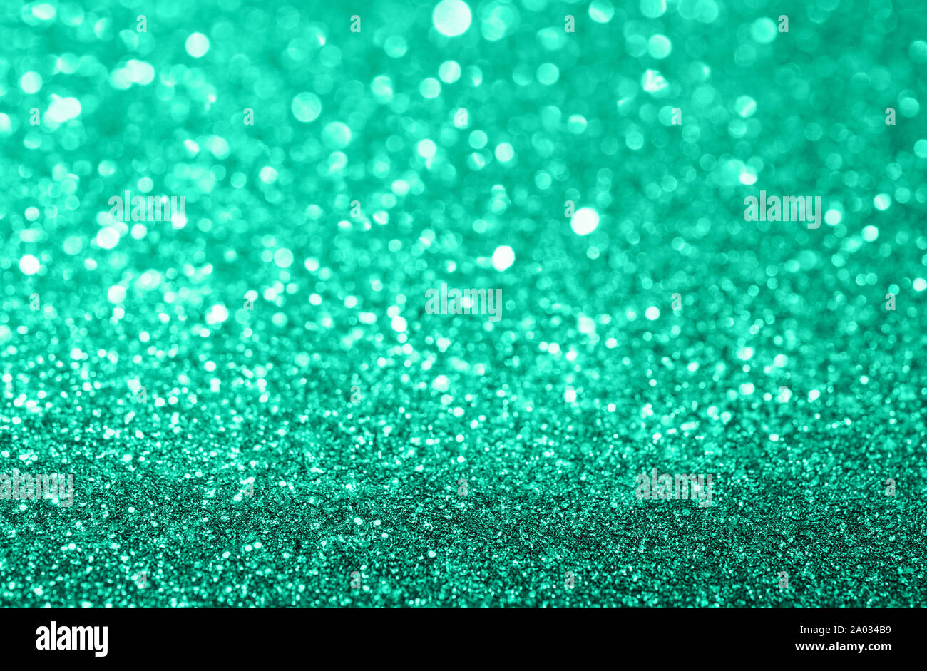 Abstrakte Komposition. Mint Green glitter hellen Hintergrund mit schönen Bokeh Stockfoto