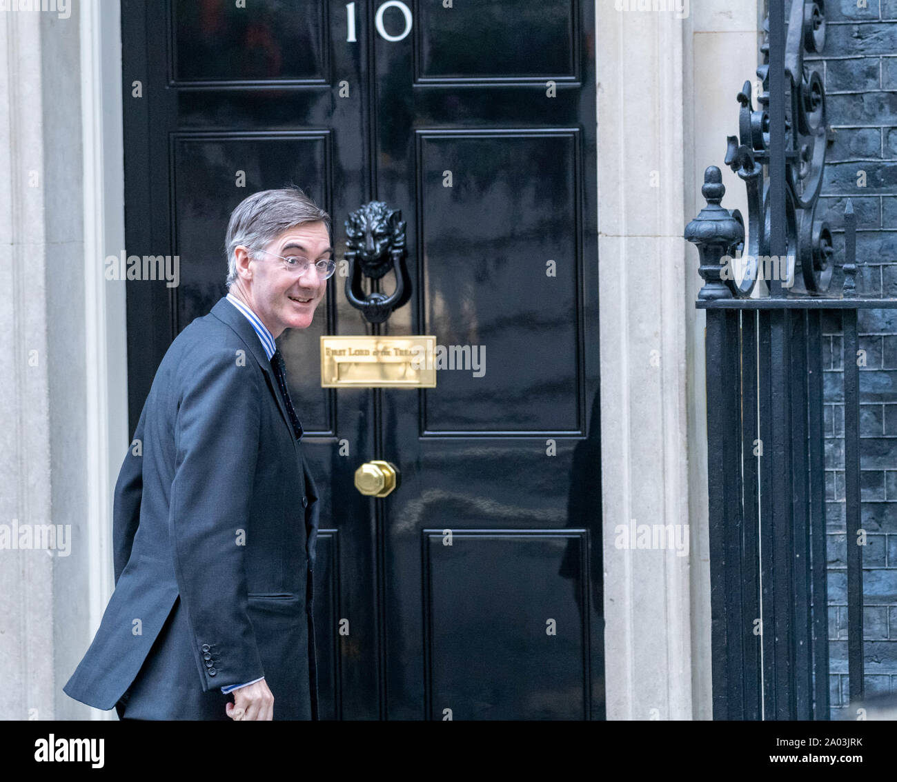 London UK 19. September 2019, Jakob Rees-Mogg MP PC Führer des Unterhauses kommt an bei 10 Downing Street, London Credit Ian Davidson/Alamy leben Nachrichten Stockfoto