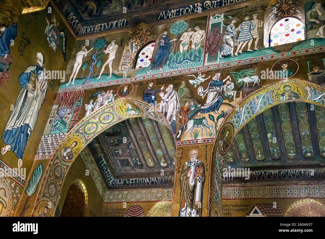 Szenen aus der Bibel in der Cappella Palatina in Palermo Stockfoto