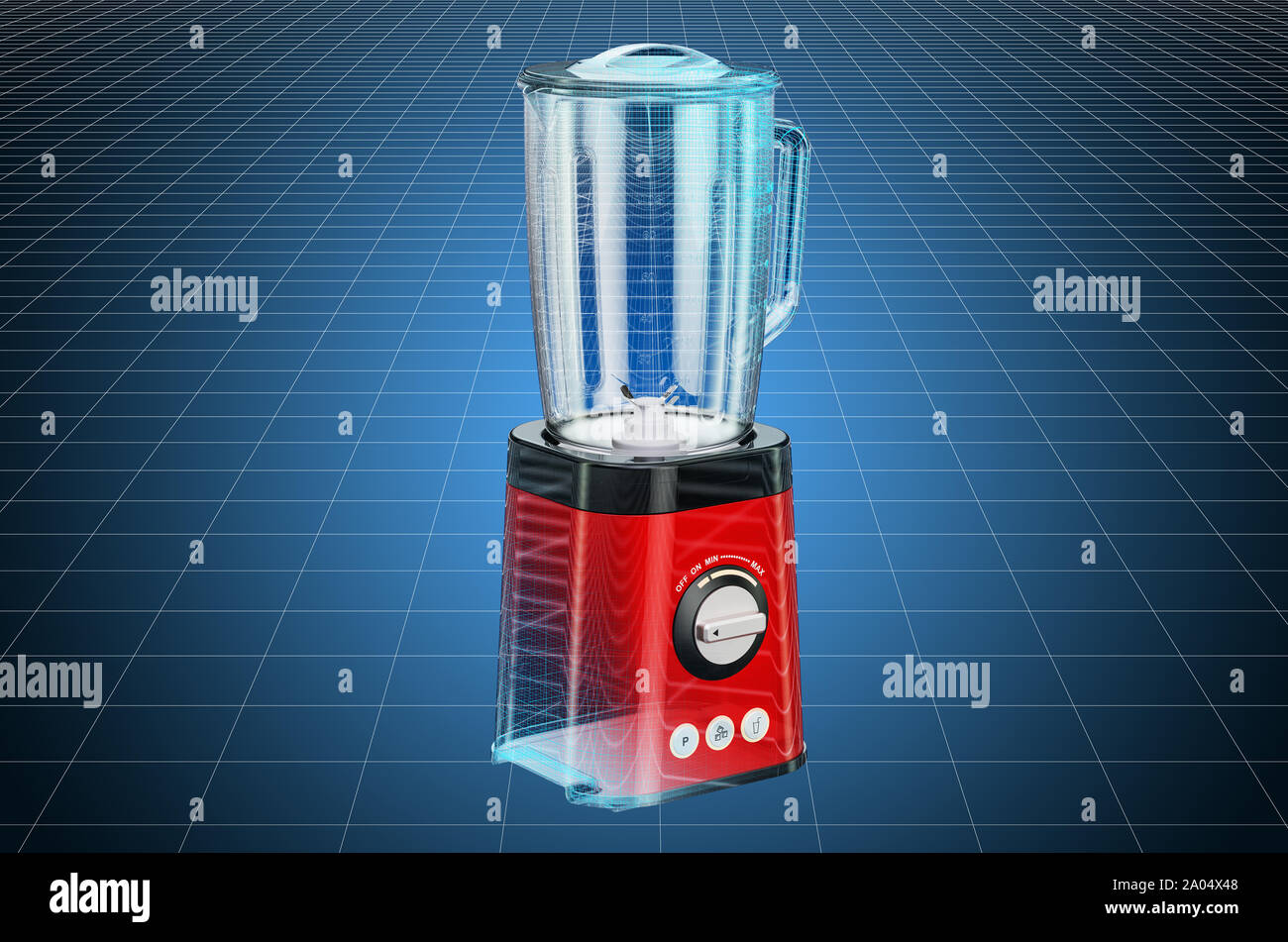 Visualisierung 3D-CAD-Modell von Blender, Blaupause. 3D-Rendering Stockfoto