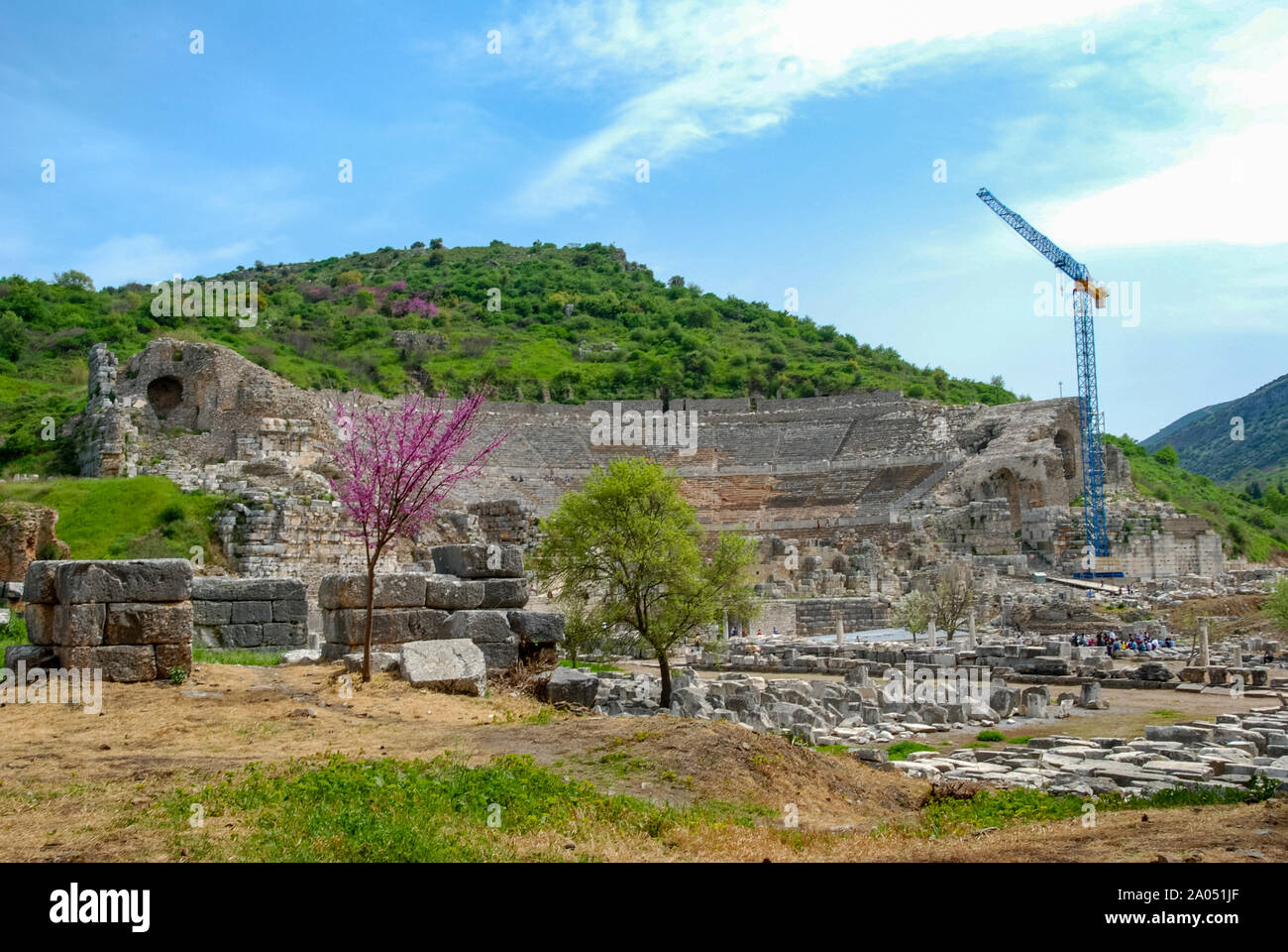 Das Große Theater von Ephesos. Die antike Stätte von Ephesus, Türkei. Reisen und Tourismus. Stockfoto