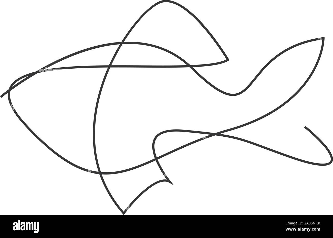 Eine Linie Fisch-Design Silhouette. Logo-Design. Handgezeichnete Vektorgrafik im Minimalismus-Stil. Stock Vektor