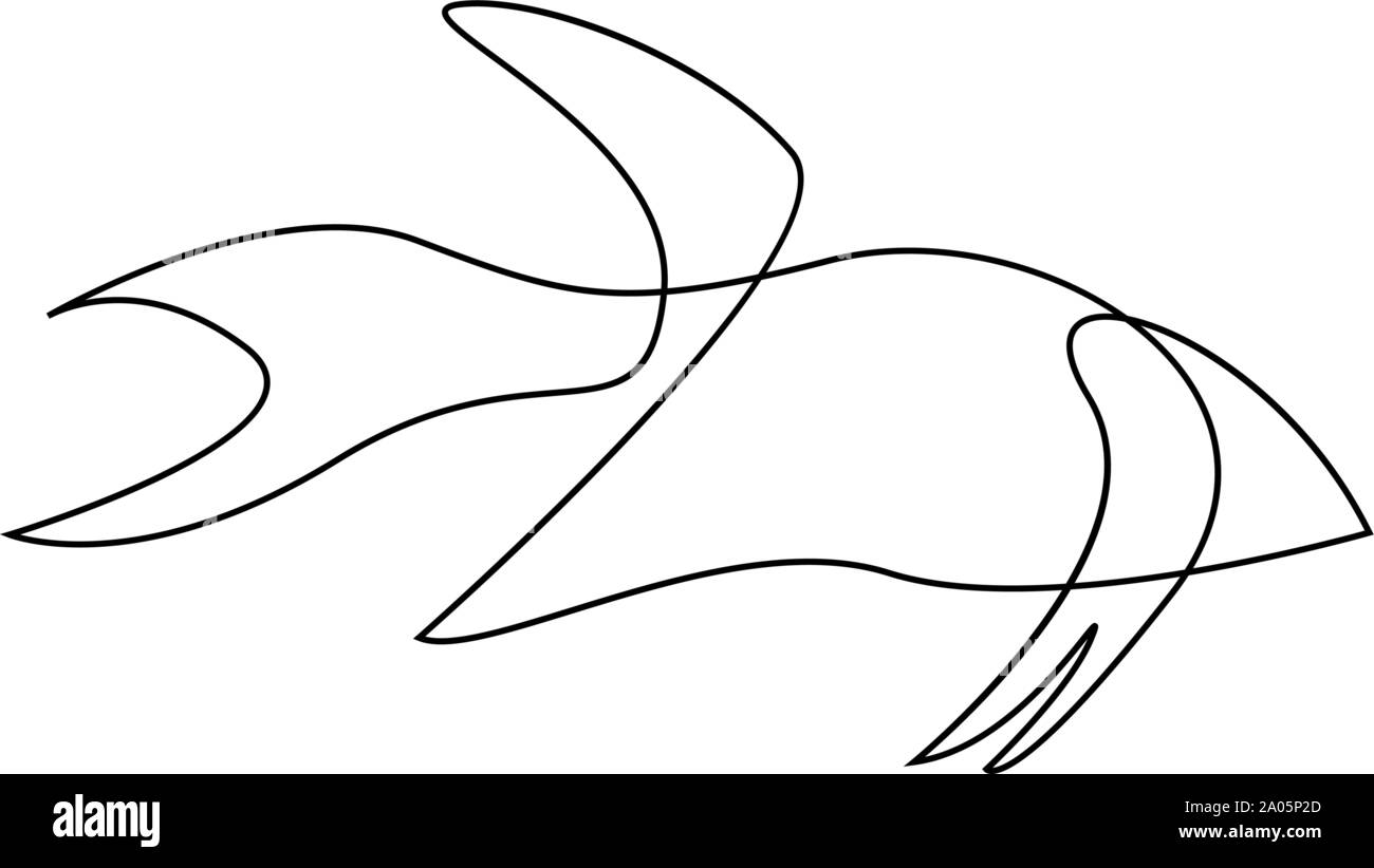 Eine Zeile Fisch design Silhouette. Logo Design. Hand gezeichnet Minimalismus Stil. Vector Illustration. Stock Vektor