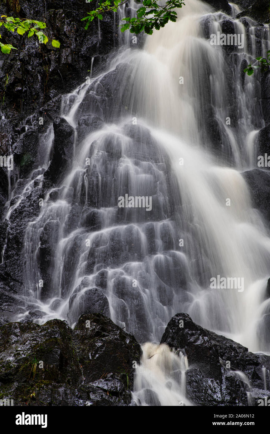 Wasserfälle in den Wald von Cree Nature Reserve, Newton Stewart, Dumfries und Galloway, Schottland Stockfoto