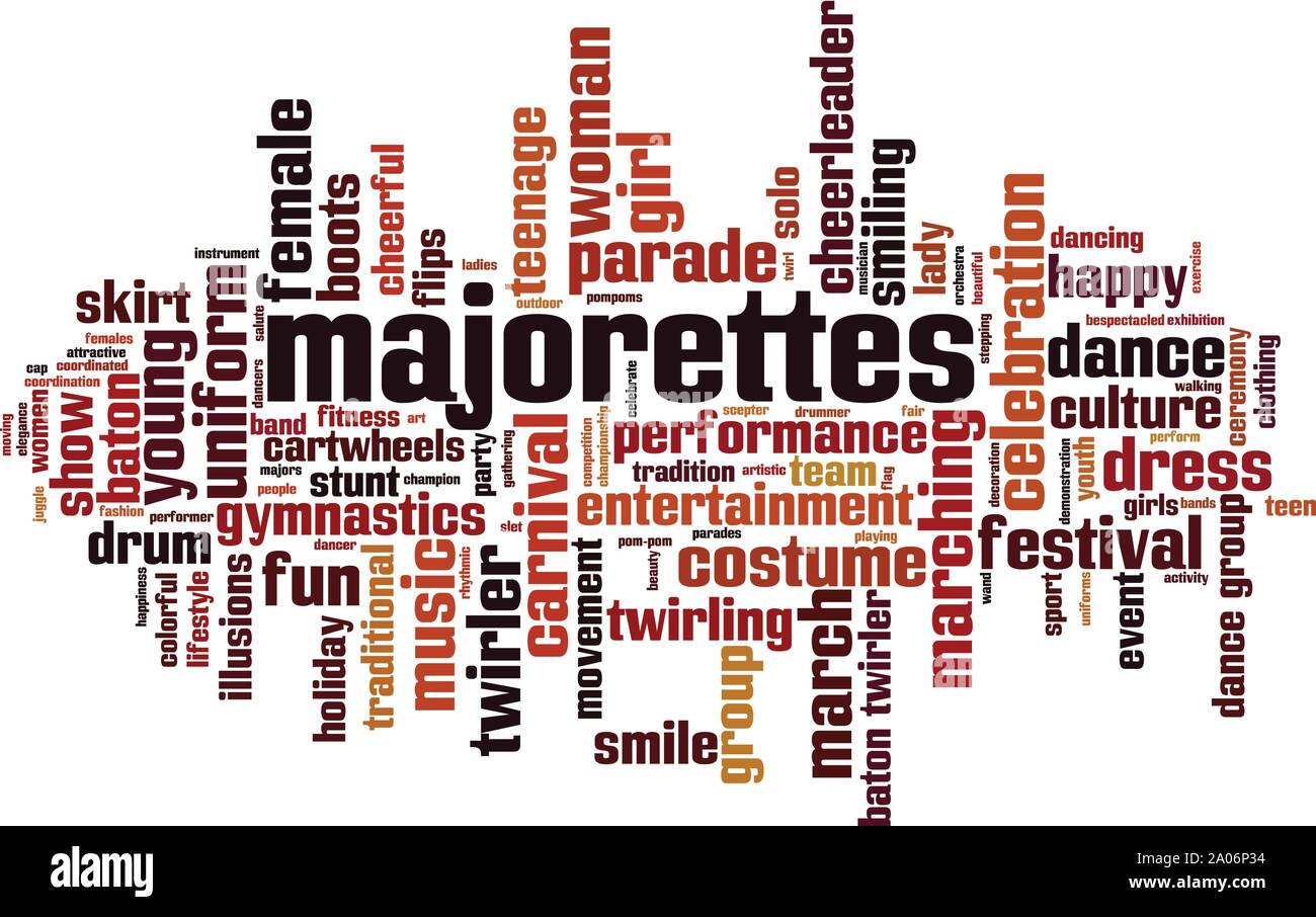 Majoretten Wort cloud Konzept. Collage aus Worte über majoretten