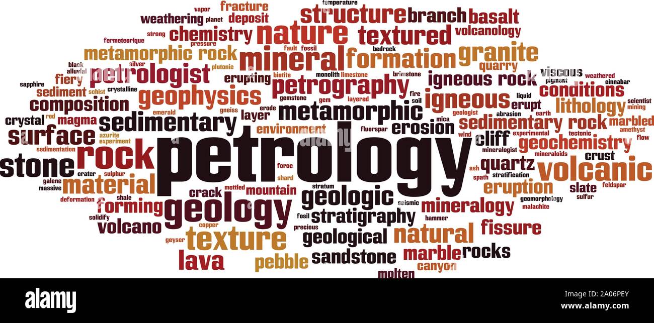 Petrologie Wort cloud Konzept. Collage aus Worte über petrologie. Vector Illustration Stock Vektor