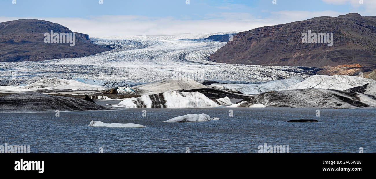 Hoffellsjokull Gletscher Panorama in Island Stockfoto