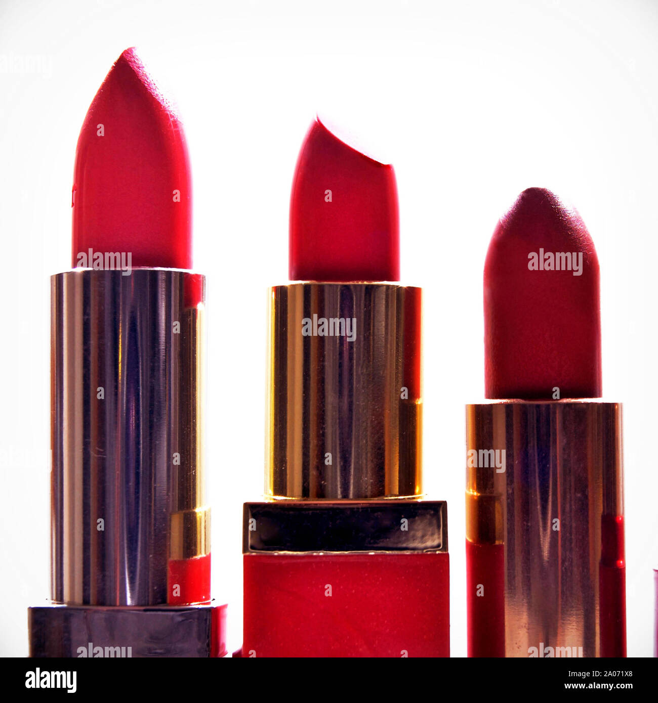 Lippenstifte öffnen Stockfoto