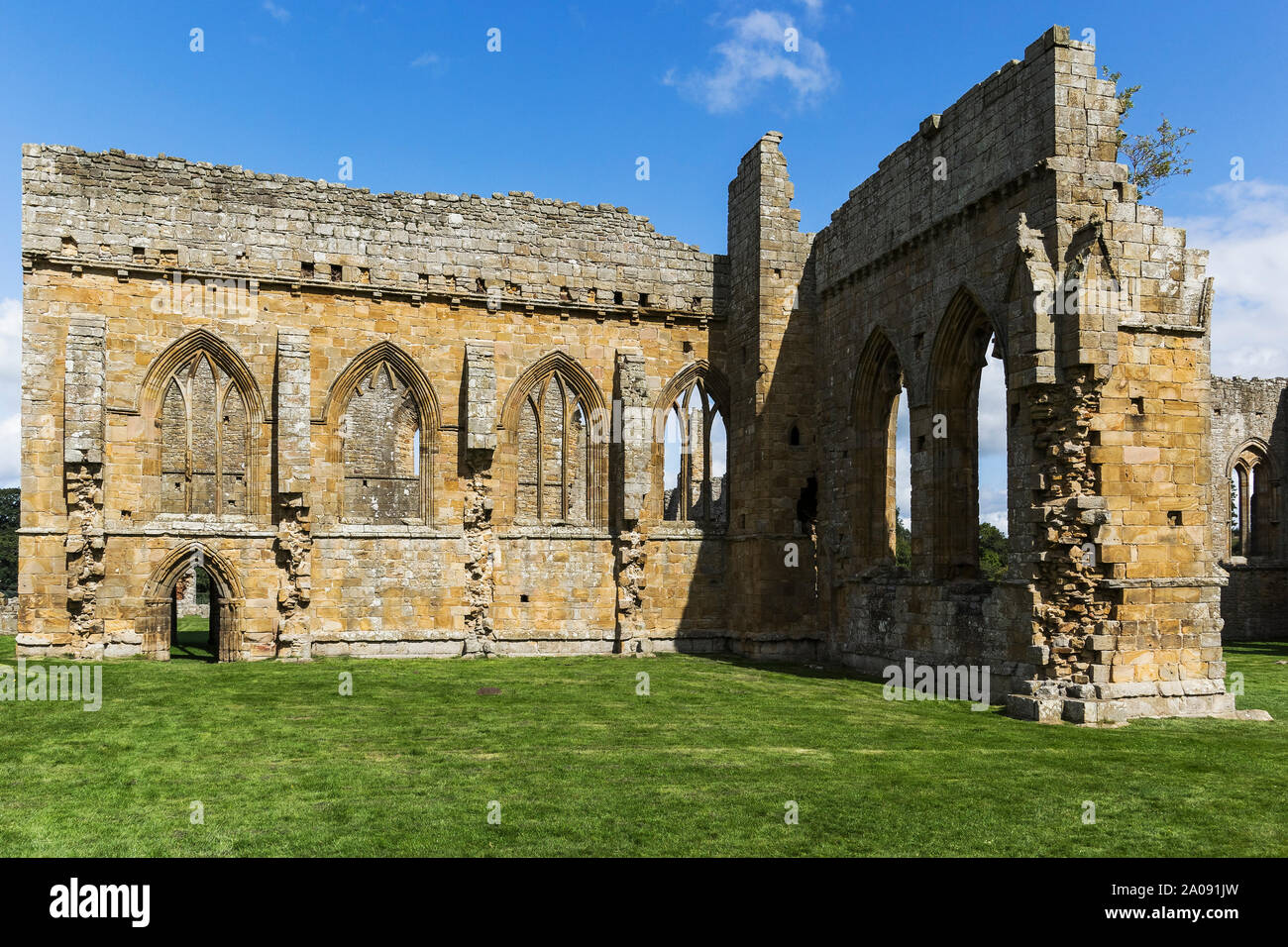Egglestone Ruinen der Abtei aus dem 12. Jahrhundert in der Nähe von Barnard Castle, County Durham, UK dating Stockfoto