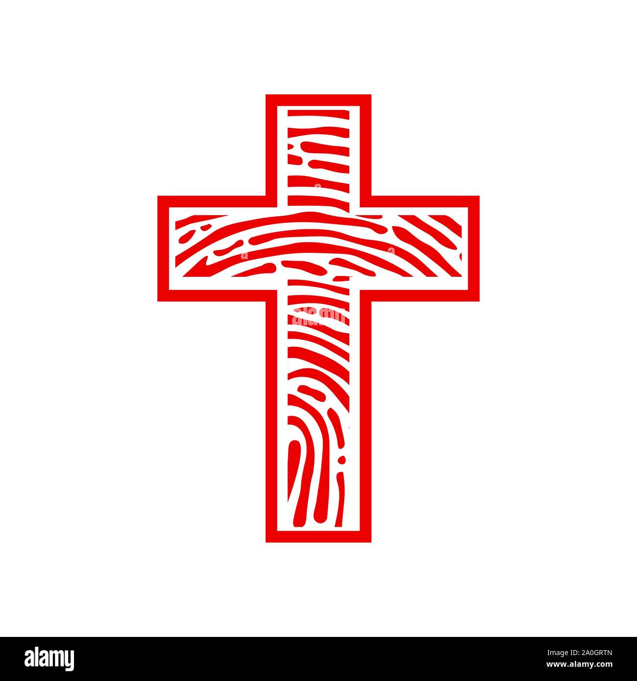 Cross Daumen druckt oder Fingerabdruck, christliche Identität. Vector Illustration isoliert Stock Vektor