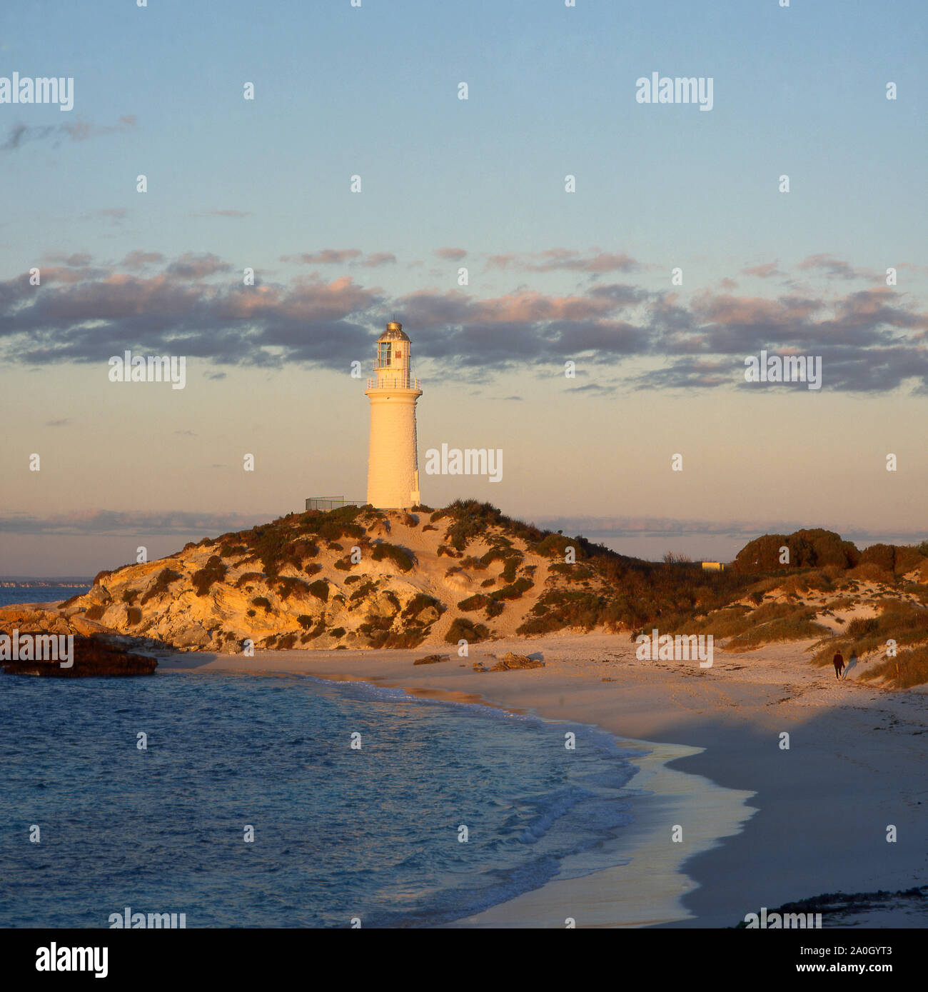 Stimmung Szene von Rottnest Island Lighthouse, WESTERN AUSTRALIA Stockfoto