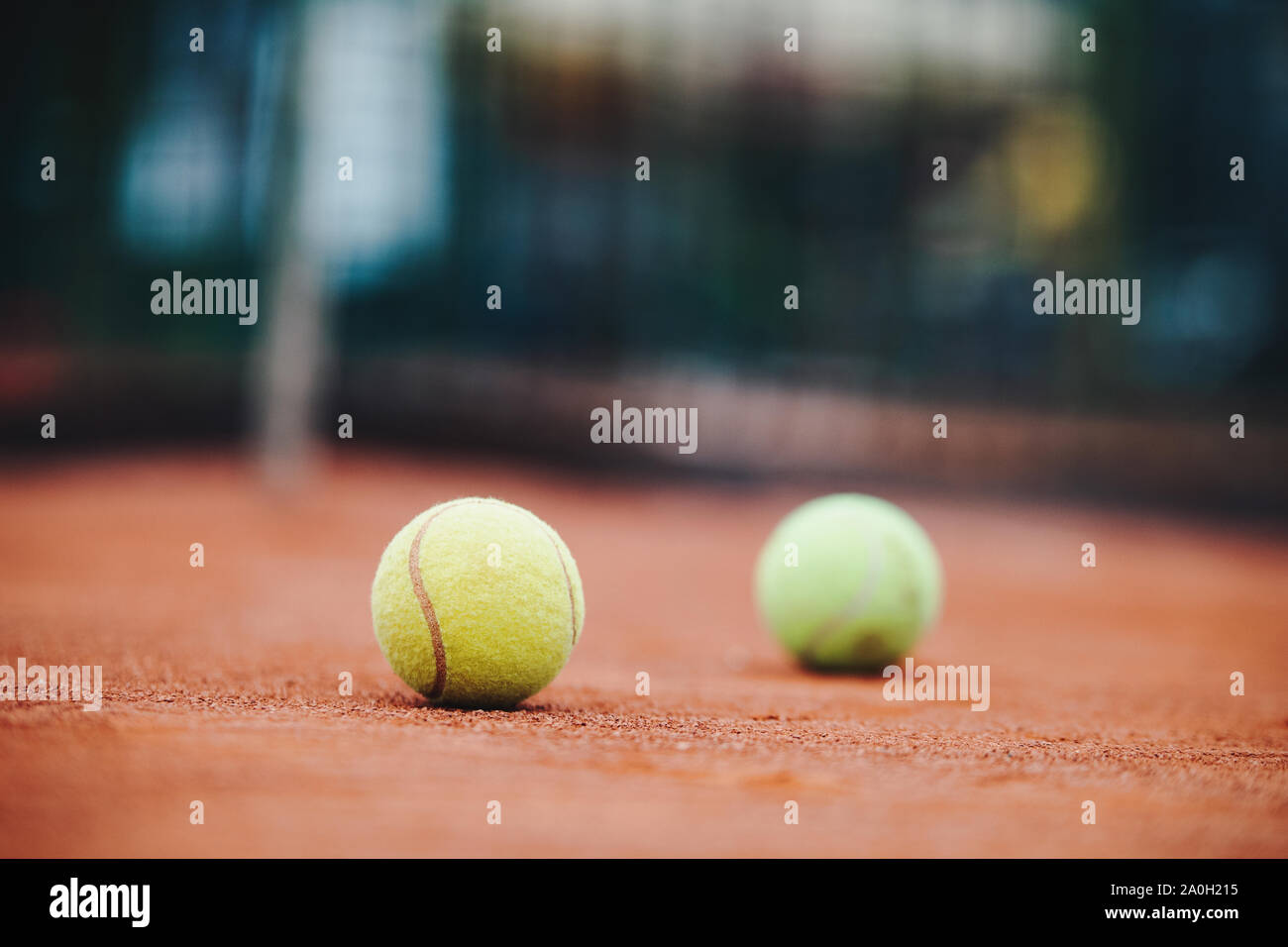 In der Nähe von Tennis Bälle auf Tennisplatz. Sport Konzept Stockfoto