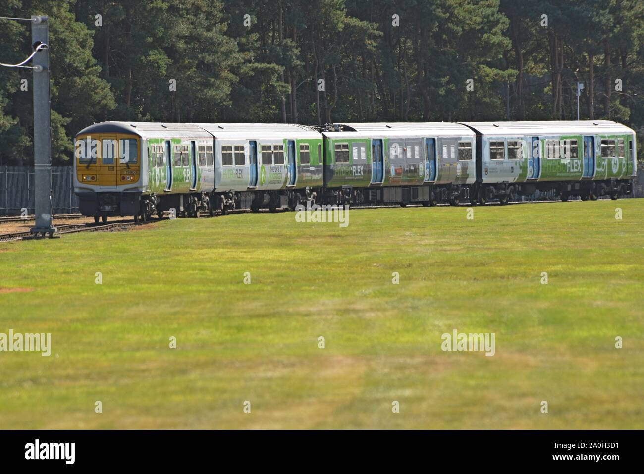 Birmingham Universitäten Prototyp Wasserstoff Brennstoffzelle Hydroflex Zug tun Testläufe bei Quinton Rail Tech Center, Long Marston, Warwickshire Stockfoto