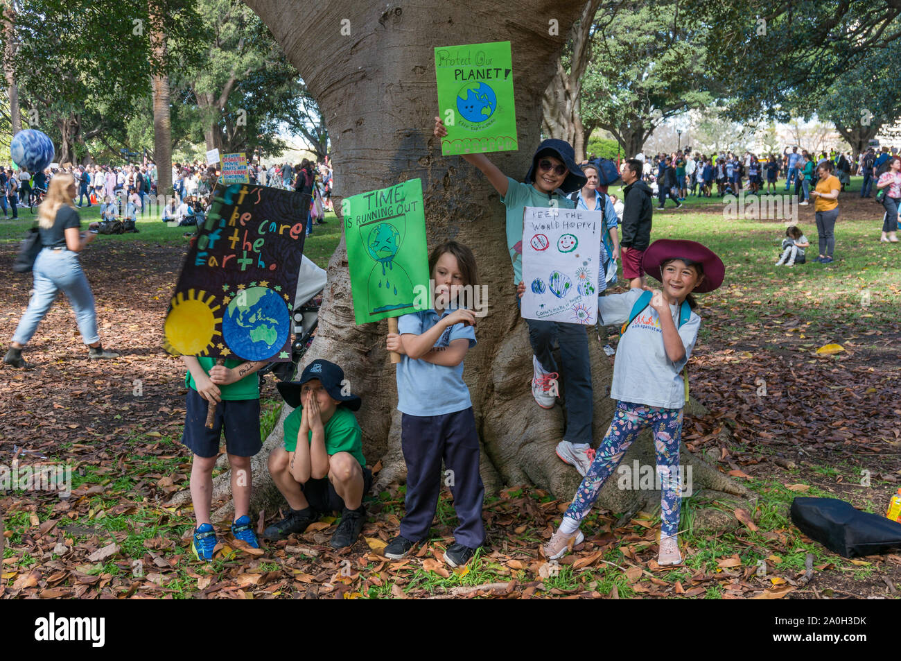 Sydney, Australien - 20 September 2019: Streik für Klimawandel in Sydney. Menschen anspruchsvolle Klima Aktionen aus der australischen Regierung. Stockfoto