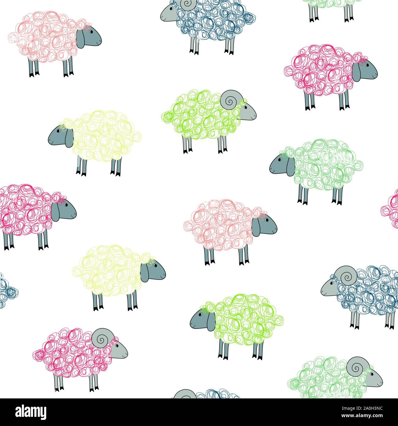 Nahtlose Muster mit farbigen Schafe Stock Vektor
