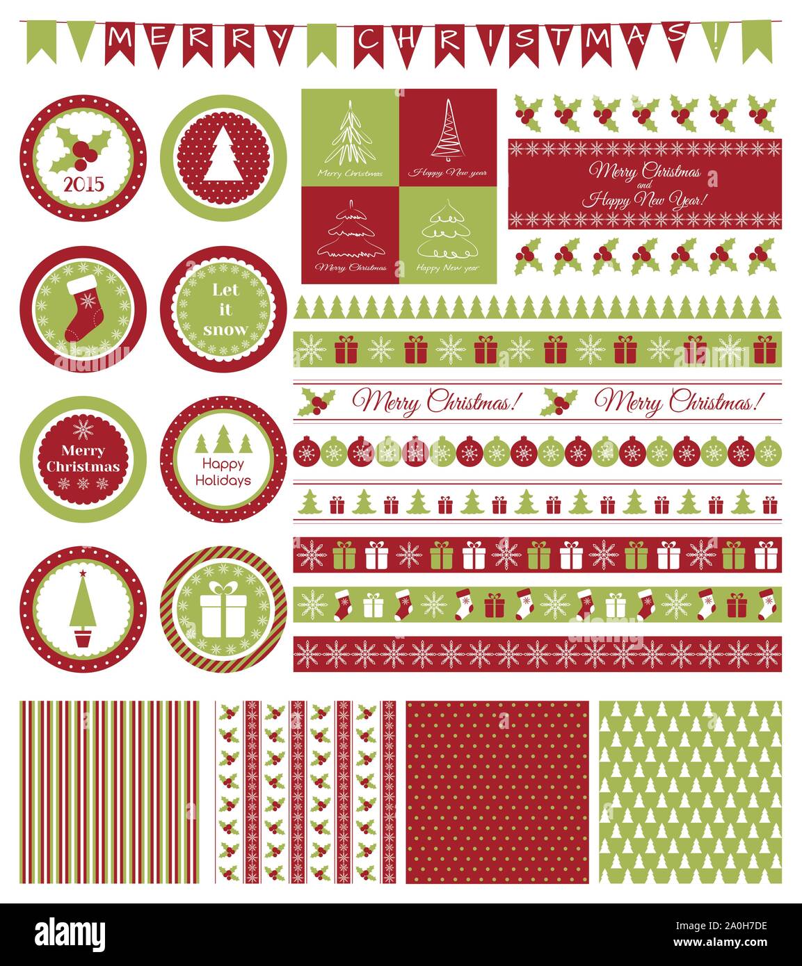 Einstellen der Designelemente für Weihnachtsfeier Stock Vektor