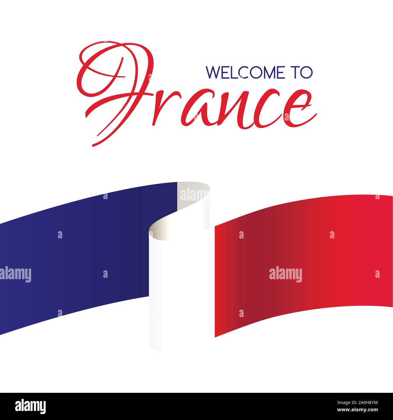 Willkommen in Frankreich. Karte mit Flagge Frankreichs Stock Vektor