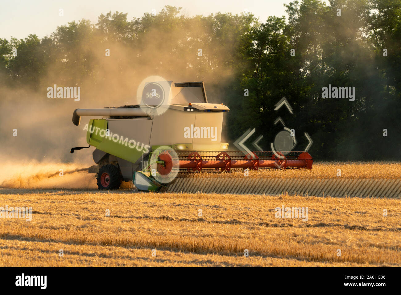 Autonome Harvester. Smart Farming Konzept. Stockfoto