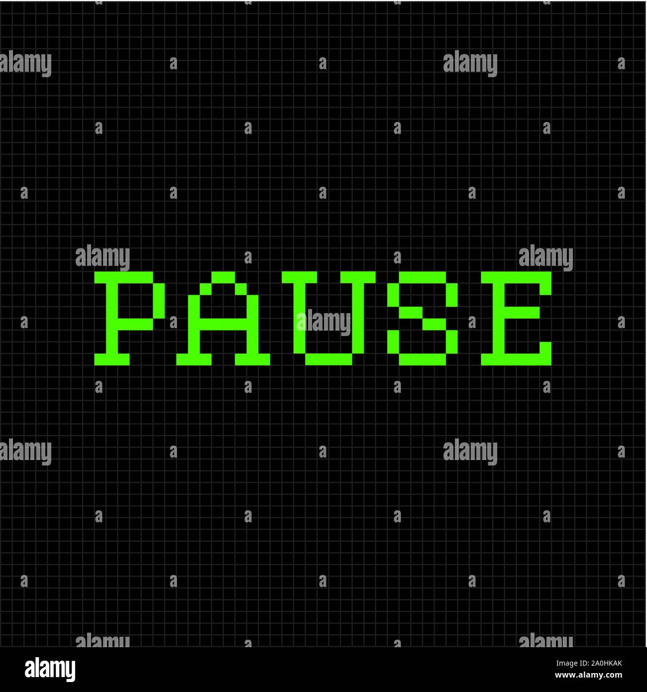 Pause. Vektor pixel Sms. Pixel-art font Stock Vektor