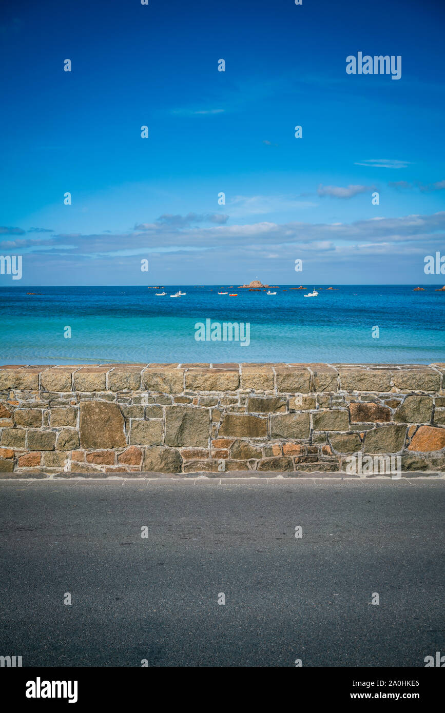 Schönen sonnigen Cobo Bay an der Westküste der Insel Guernsey Kanalinseln, Großbritannien. Stockfoto